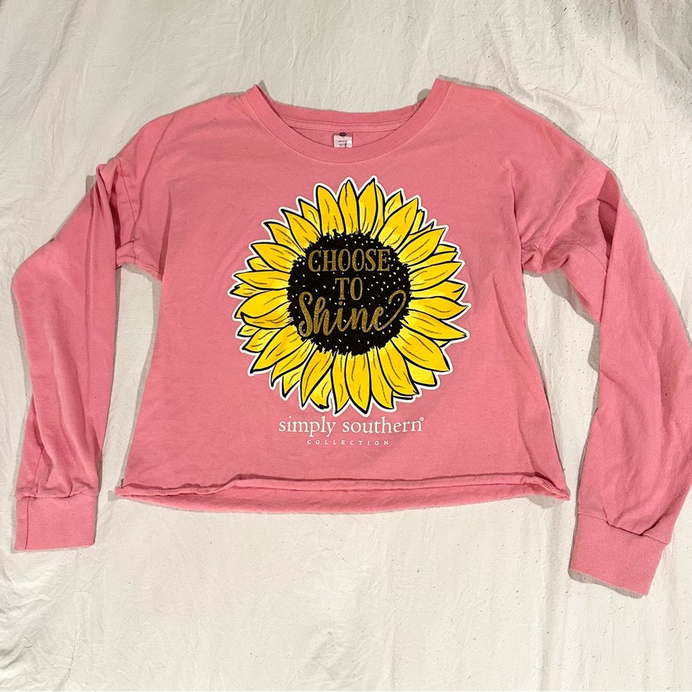 Simply Southern Women’s Cropped “Choose To Shine” Long Sleeve Shirt Size Small